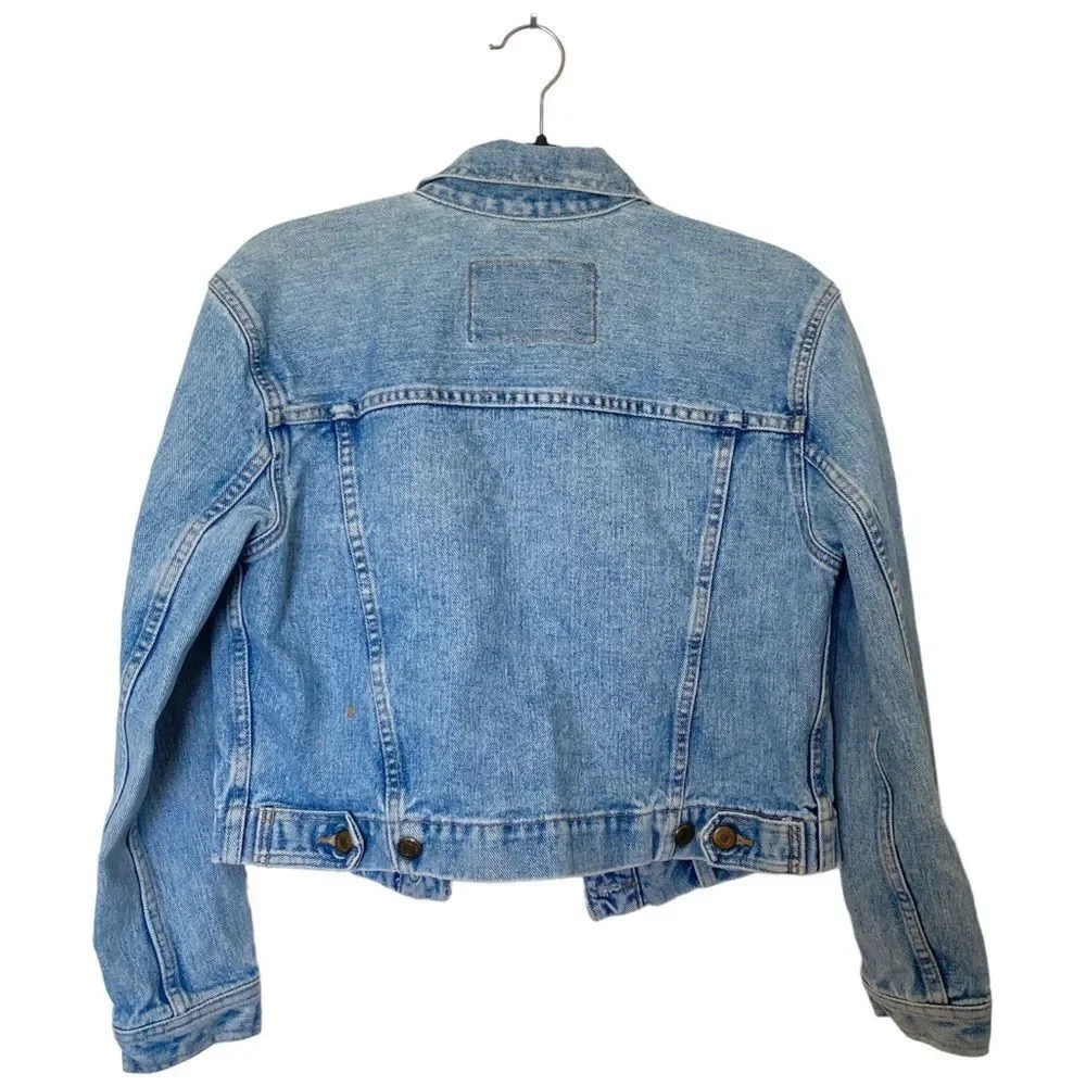 Vintage LIZ CLAIBORNE Light Wash Blue Jean Denim Jacket Size Small - Picture 2 of 7